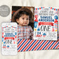 4th of July Birthday Invitation With Photo Editable Template, Star Stripes And Fun First Birthday Patriotic Party Invite, Red White Blue