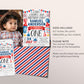 4th of July Birthday Invitation With Photo Editable Template, Star Stripes And Fun First Birthday Patriotic Party Invite, Red White Blue