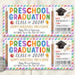 Preschool Graduation Ceremony BUNDLE Editable Template, Pre-K Kindergarten Class Graduation Certificate, Graduation Invitation Invite Evite