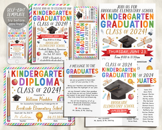 Kindergarten Graduation Ceremony BUNDLE Editable Template
