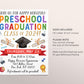 Preschool Graduation Invitation Flyer Editable Template, Pre-K Kindergarten Class Graduation Announcement, Graduation Ceremony Invite Evite