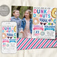 Donut Pool Party Joint Siblings Birthday Invitation With Photo Editable Template, Girl And Boy Twins Dunk and Donuts Invite, Swimming Evite