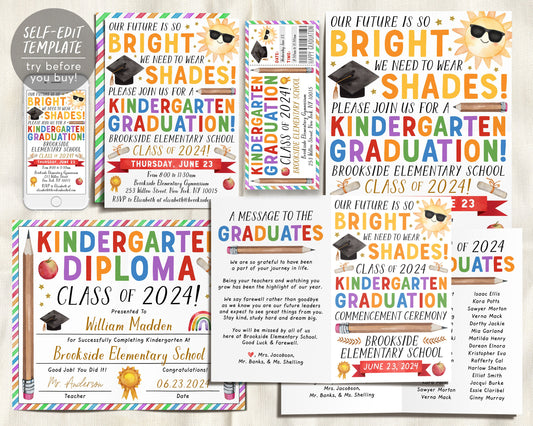 Kindergarten Graduation Ceremony BUNDLE Editable Template