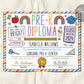 Pre-K Graduation Diploma Editable Template