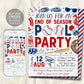 Baseball Pool Party Invitation Editable Template