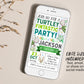 Turtley Fintastic Birthday Invitation Editable Template, Boy Sea Turtle Birthday Party Invite, Under the Sea Animal Pool Party Ocean Evite