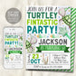 Turtley Fintastic Birthday Invitation Editable Template