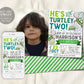 Turtle Second Birthday Invitation With Photo Editable Template