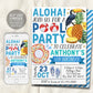 Aloha Tropical Pool Party Birthday Invitation Editable Template