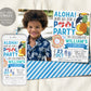 Aloha Tropical Pool Party Birthday Invitation With Photo Editable Template