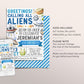 UFO Alien Birthday Invitation Editable Template, Beam On Over Outer Space Party Invite, Out Of This World Flying Saucer Aliens Planets Evite