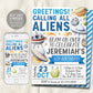 UFO Alien Birthday Invitation Editable Template