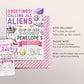 UFO Alien Birthday Invitation Editable Template, Girl Beam On Over Outer Space Party Invite, Out Of This World Flying Saucer Aliens Evite