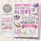 UFO Alien Birthday Invitation Editable Template