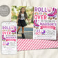 Roller Skating Birthday Invitation With Photo Editable Template