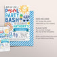 Pool Party Birthday Invitation Editable Template, Summer Tropical Swimming Pool Party Invite, Boy Splish Splash Pad End Of School Evite