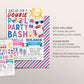 Pool Party Joint Siblings Birthday Invitation Editable Template, Summer Boy Girl Twins Swimming Pool Party Invite, End Of School Evite