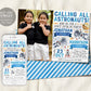 Astronaut Joint Siblings Double Birthday Invitation With Photo Editable Template