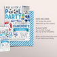 Soccer Pool Party Birthday Invitation Editable Template, Summer Sports Football Backyard Summer Party Invite, Boy Swimming Pool Evite