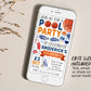 Basketball Pool Party Birthday Invitation With Photo Editable Template, Summer Sports Basketball Backyard Party Invite, Swimming Pool Evite