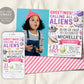 UFO Alien Birthday Invitation With Photo Editable Template