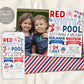 4th of July Joint Siblings Birthday Invitation With Photo Editable Template