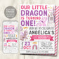 Dragon First Birthday Invitation Editable Template