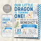 Dragon First Birthday Invitation Editable Template