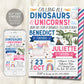 Dinosaurs and Unicorns Joint Siblings Birthday Invitation Editable Template