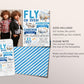 Airplane Joint Siblings Birthday Invitation With Photo Editable Template, Twins Boys Fly On Over Birthday Party Invite, Plane Theme Evite