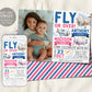 Airplane Joint Siblings Birthday Invitation With Photo Editable Template