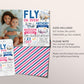 Airplane Joint Siblings Birthday Invitation With Photo Editable Template, Twins Girl Boy Fly On Over Birthday Party Invite Plane Theme Evite