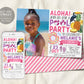 Aloha Tropical Pool Party Birthday Invitation With Photo Editable Template