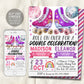 Roller Skating Joint Siblings Double Birthday Invitation Editable Template