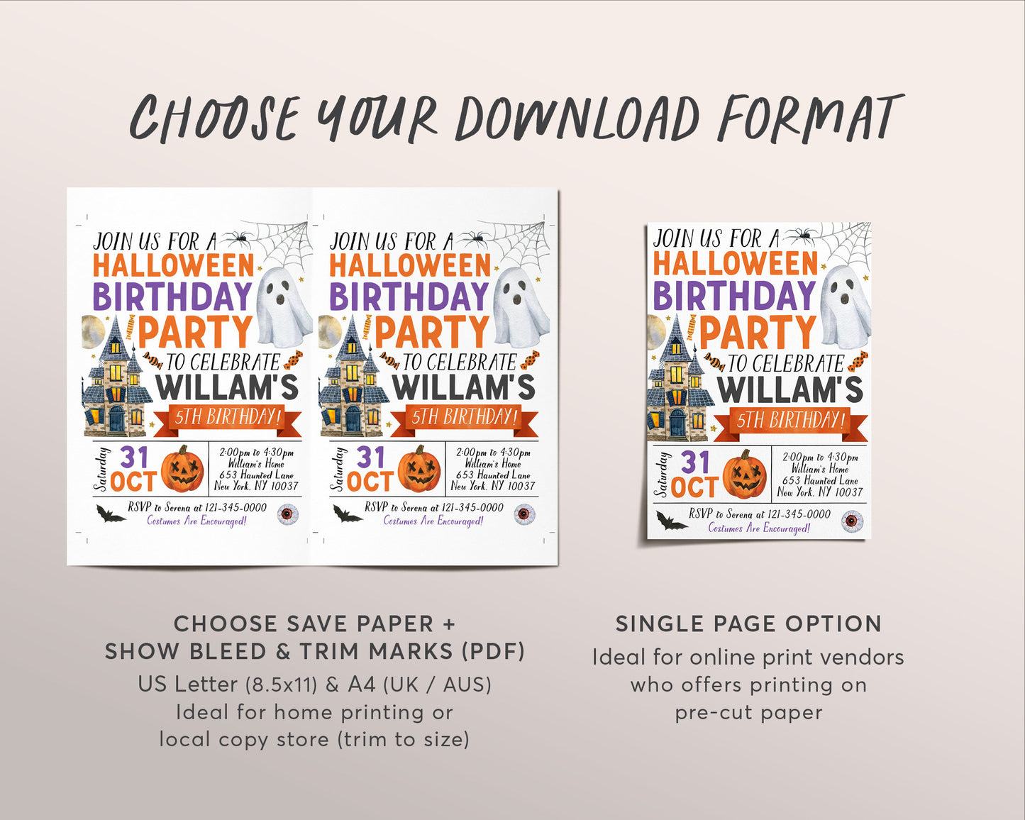 Halloween Birthday Invitation Editable Template