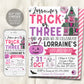 Trick or Three Halloween 3rd Birthday Invitation Editable Template