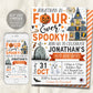 Four Ever Spooky Halloween 4th Birthday Invitation Editable Template