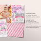 Dragon First Birthday Invitation With Photo Editable Template, Girl Magical Adventure Little Dragon Theme Party Invite , Dragons Evite