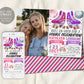 Roller Skating Joint Siblings Double Birthday Invitation With Photo Editable Template