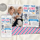 Outer Space First Birthday Joint Twins Siblings Invitation With Photo Editable Template