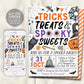 Halloween Party Invitation Editable Template, Tricks Treats and Spooky Sweets Celebration Invite, Kids Spooktacular Costume Party Evite