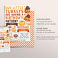 Little Turkey Joint Siblings Birthday Invitation Editable Template, Kids Twins Thanksgiving Our Little Turkeys Party Invite, Autumn Fall