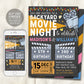 Backyard Movie Night Joint Siblings Birthday Invitation Editable Template