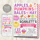 Apple and Pumpkins Birthday Invitation Editable Template