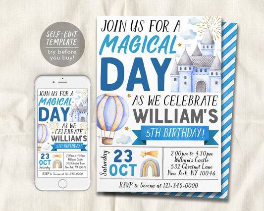 Magical Birthday Party Invitation Editable Template