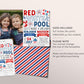 4th of July Joint Siblings Birthday Invitation With Photo Editable Template, Twins Red White Pool Party Invite, Patriotic Kids Summer Evite