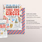 Carnival 3rd Birthday Invitation Editable Template, Three Ring Circus Circus Theme Third Birthday Party Invite, Circus Tent Popcorn Evite