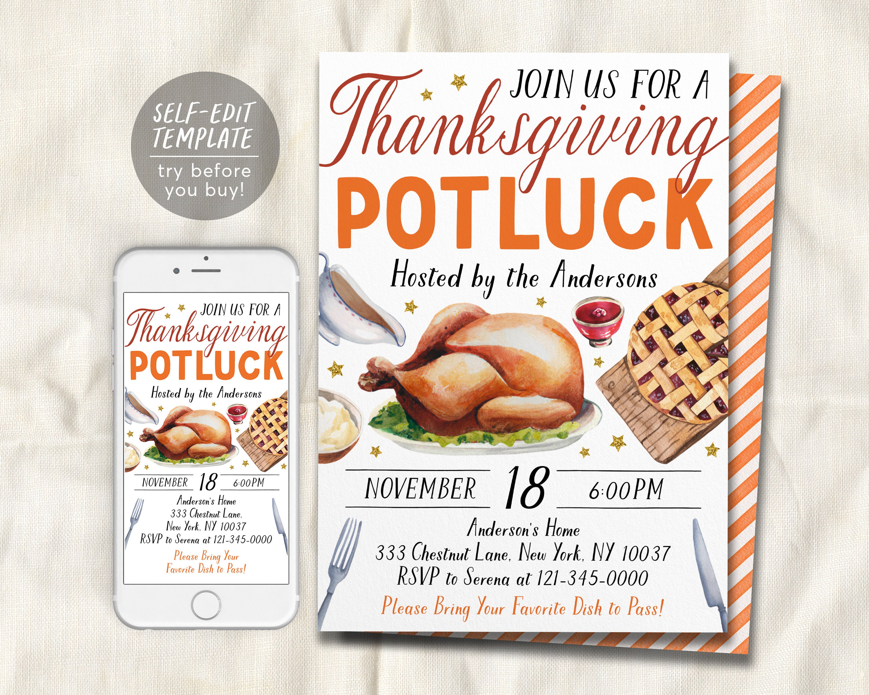 FRIENDSGIVING thanksgiving potluck invitation hotsell