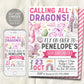 Dragon Birthday Invitation Editable Template