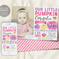 Our Little Pumpkin First Birthday Invitation With Photo Editable Template